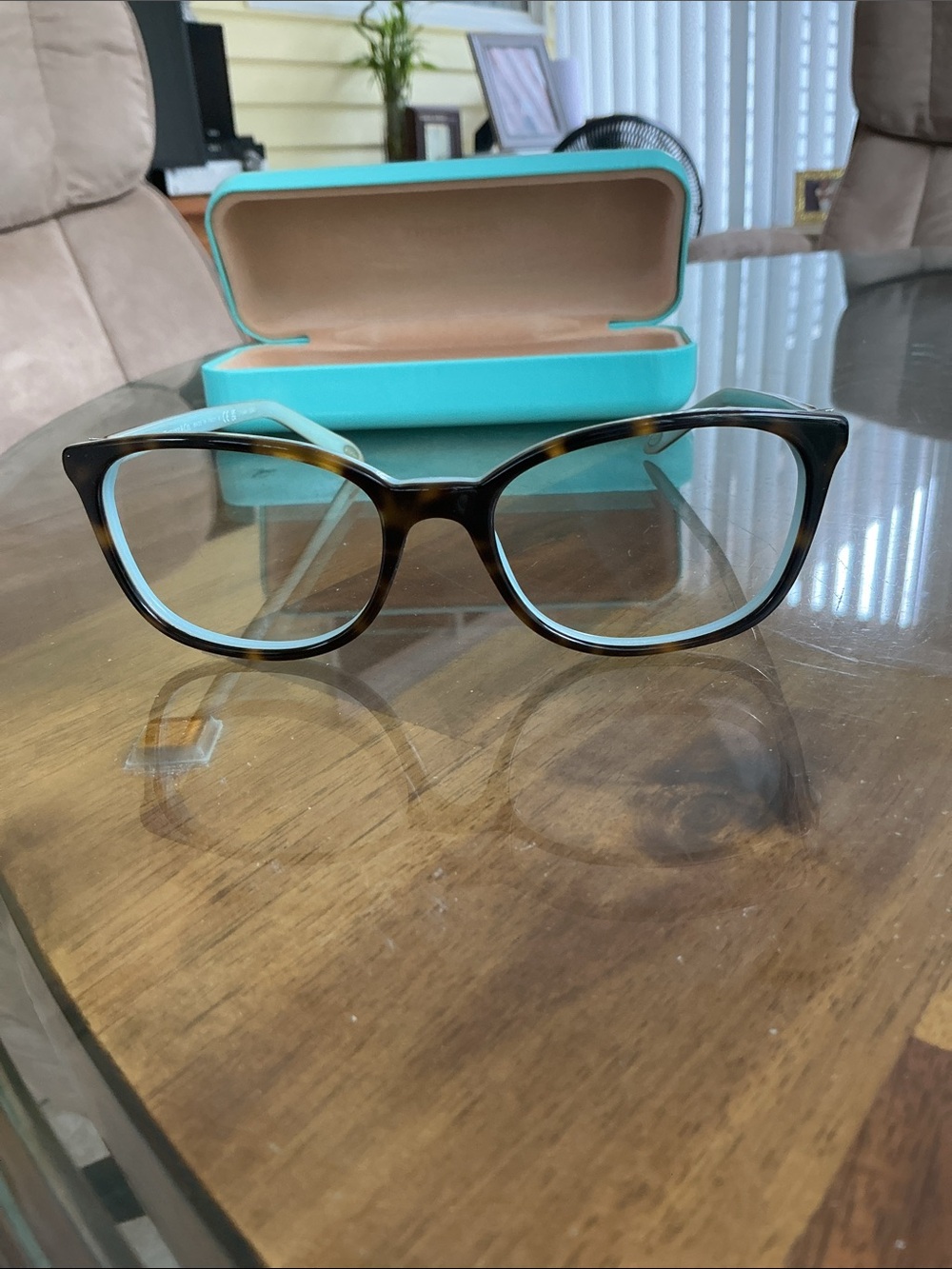 Beautiful Tiffany frame, brown tortoise outside with aqua turquoise interior - Picture 4 of 4